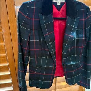 Tommy Hilfiger Plaid Women's Blazer with Black Collar small